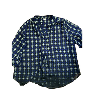 Antilia Femme Semi Sheer Blue & Black Blouse Size 1X EUC